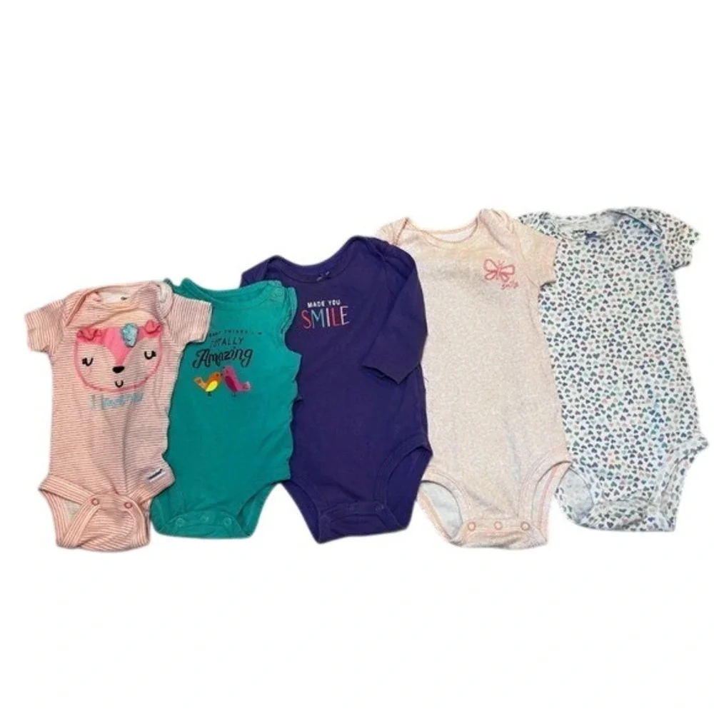Baby Girl‎ Clothes Newborn - 3 -  9 Months Bodysuits One Piece Bundle of 5